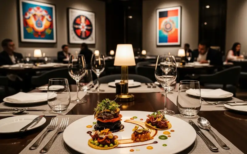 Elegant Mexican fine dining restaurant serving modern cuisine plating