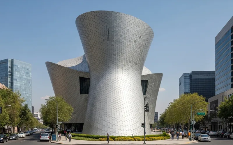 Museo Soumaya futuristic silver building in Polanco with modern architecture 
